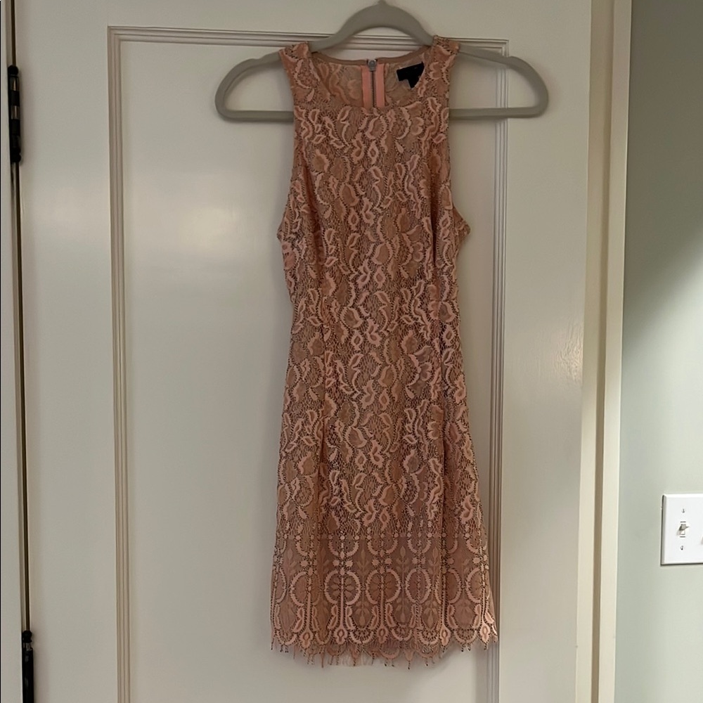 NBD Halter Sheath Mini Dress in Pink and Gold